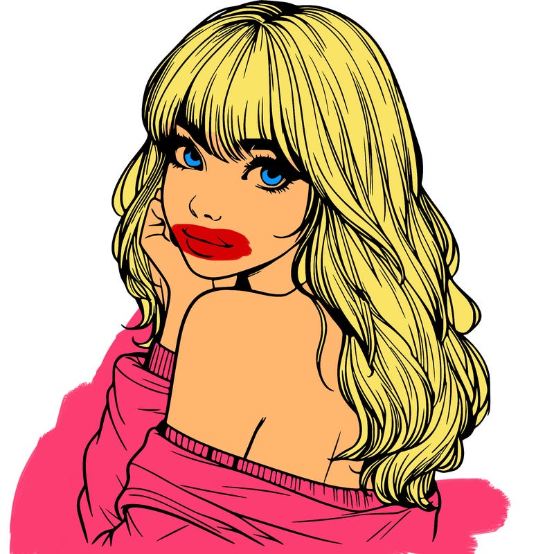 realistic girl with bangs looking over her shoulder