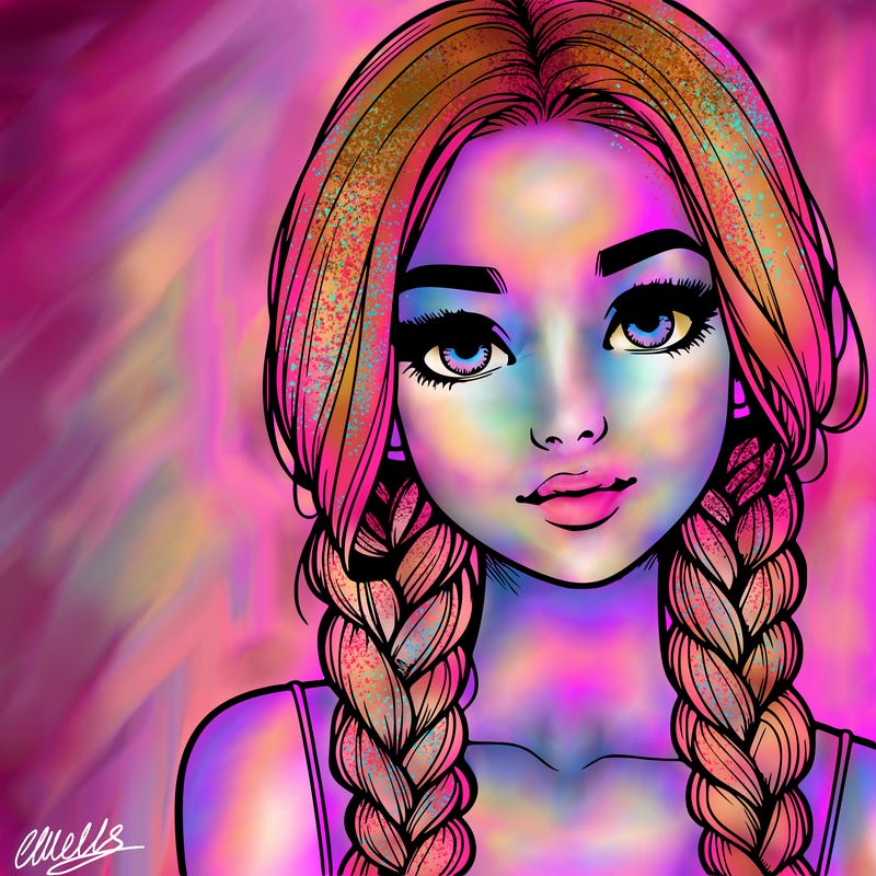 realistic girl with braids