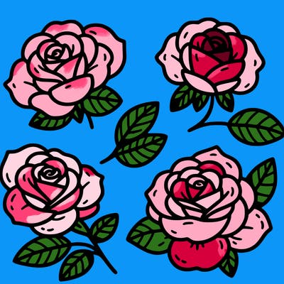 cute four pieces roses