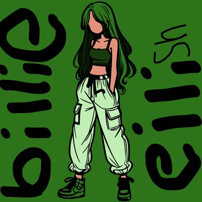 girl in baggy pants crop top and long hair