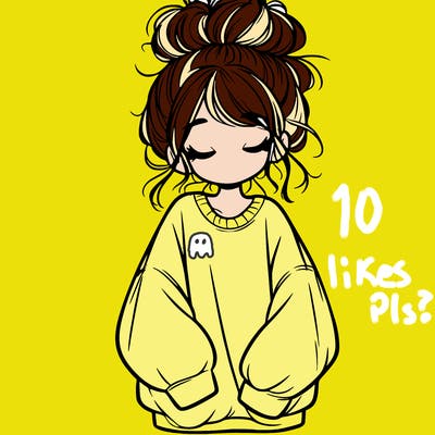 girl with baggy sweatshirt and messy bun