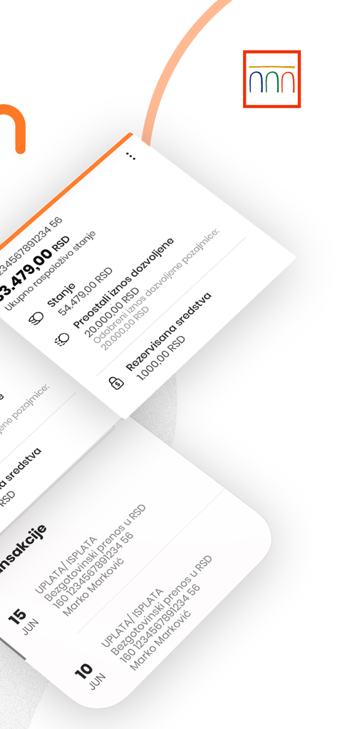Banca Intesa Mobi mobile banking app interface showing account balance and transactions