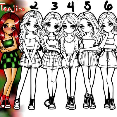 a group of girls realistic