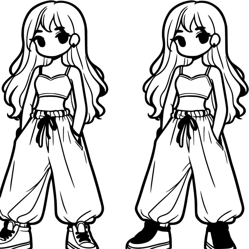 girl in crop top and baggy pants