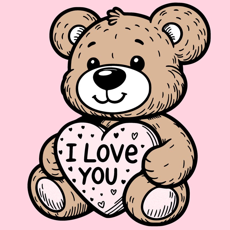 teddy bear holding an i love you heart