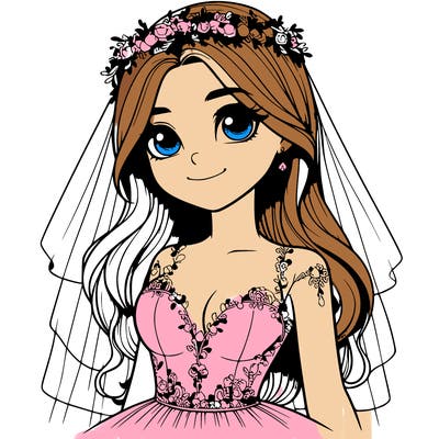 realistic girl in a wedding dress