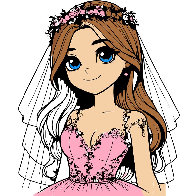 realistic girl in a wedding dress