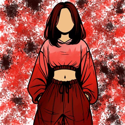 realistic girl faceless with baggy pants and a crop top