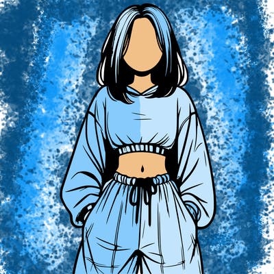 realistic girl faceless with baggy pants and a crop top