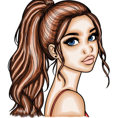realistic pretty girl with high pony tail