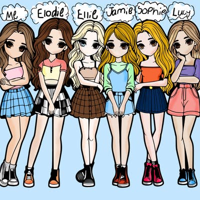 a group of girls realistic