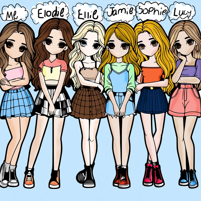 a group of girls realistic