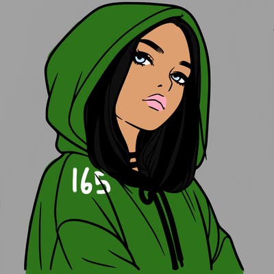 a realistic girl in a hoodie