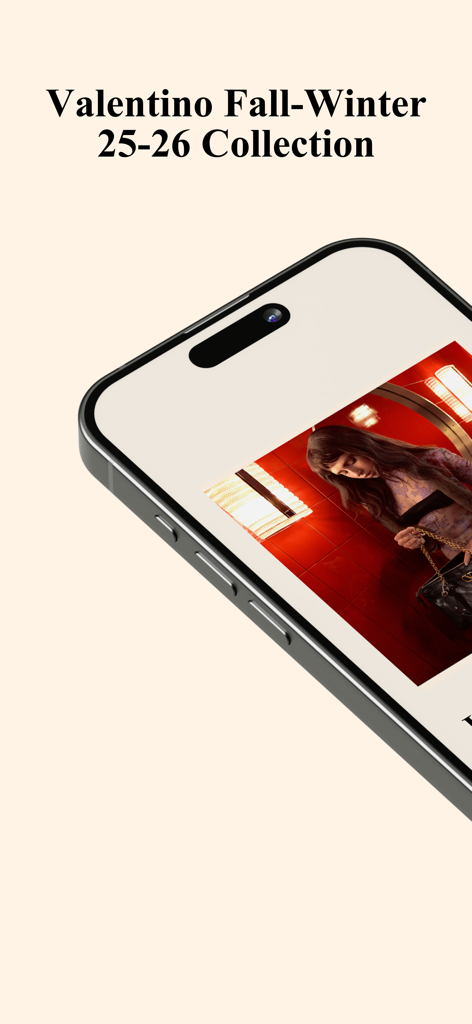 Maison Valentino app screen showcasing the Fall-Winter 25-26 Collection