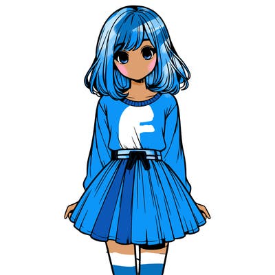 realistic girl with a skirt on