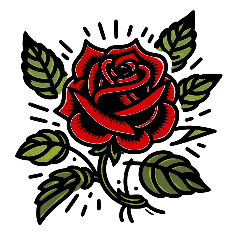 traditional tattoo style rose