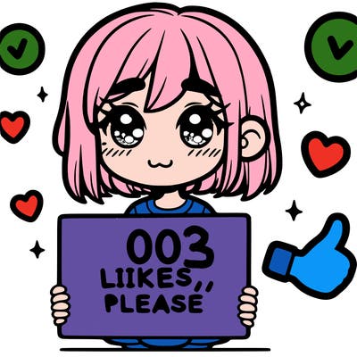 a girl with a sign saying 100 likes, please