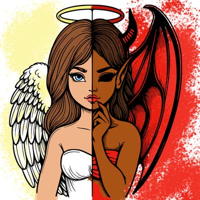 realistic angel half demon