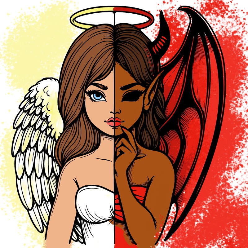 realistic angel half demon