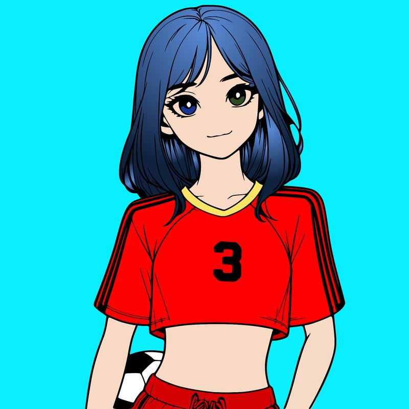 realistic girl wearing soccer jersey