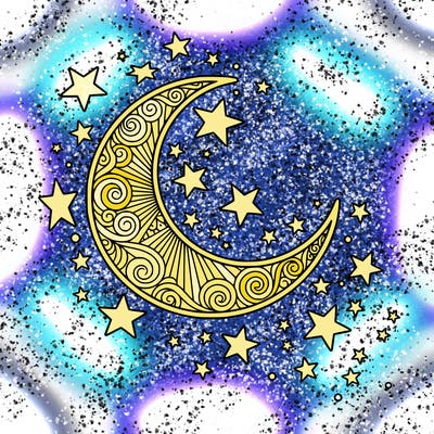 really pretty moon with stars