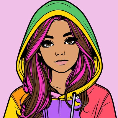 realistic girl with a hoodie