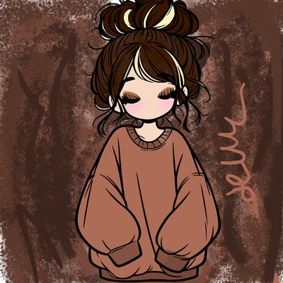 girl with baggy sweatshirt and messy bun