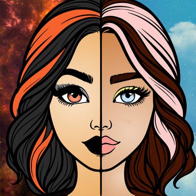 realistic girl split half