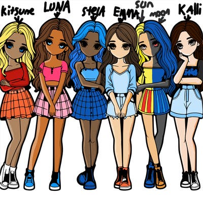 a group of girls realistic