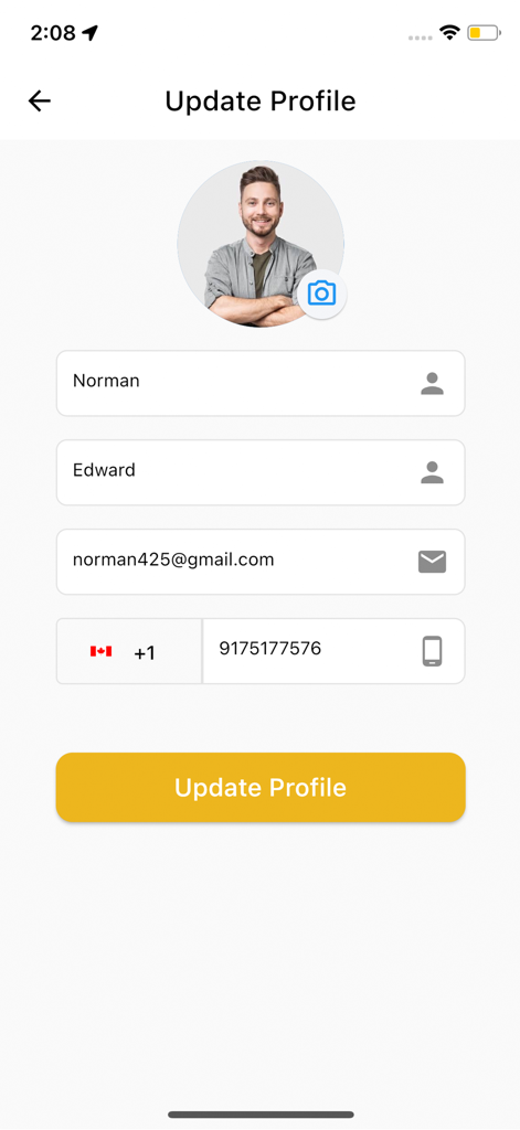 Ormuta app interface for updating user profile information including name email and phone number