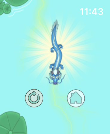 Watch Games-Summon the Dragon - A blue oriental dragon with a glowing aura swimming in a dreamlike waterworld