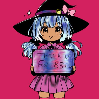 a cute anime witch girl holding a blank sign