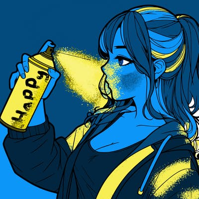 a realistic girl spray, painting