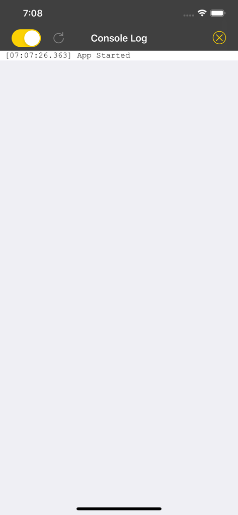 ESP Home - Screenshot of the ESP Home app console log screen showing an App Started log entry