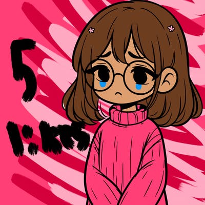 sad girl with glasses in a sweater