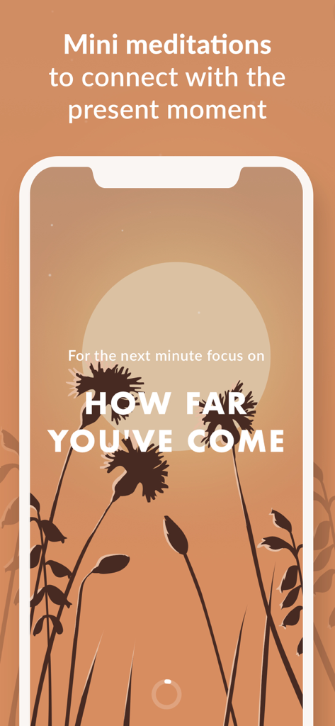 Wild Journey - Nature Sounds - Captura de pantalla de la aplicación Wild Journey que muestra una mini meditación para mindfulness con una ilustración de la naturaleza.