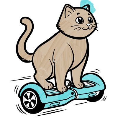cat riding at hoverboard