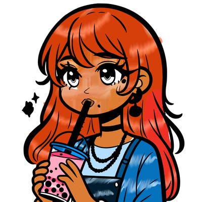 teenage girl drinking boba