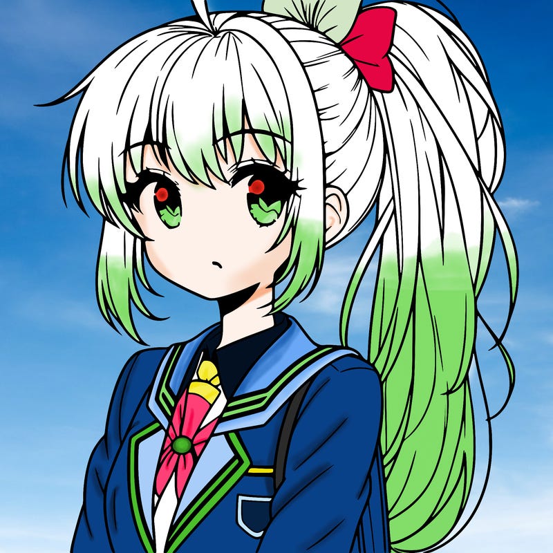 anime girl with high ponytail in a school uniform