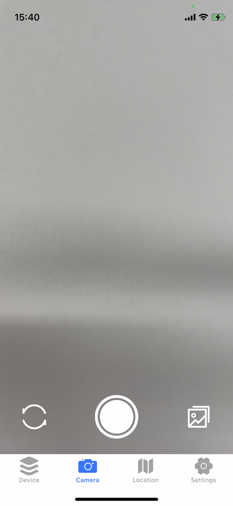 iSearching plus - Camera screen within the iSearching plus app interface