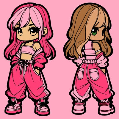 girl in crop top and baggy pants