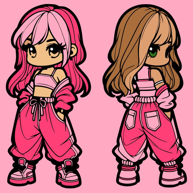 girl in crop top and baggy pants