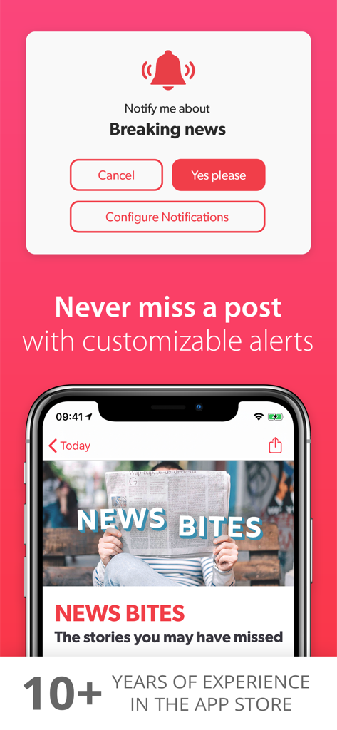 Tips & Tricks Pro - for iPad - Mobile interface showing customizable breaking news notifications and expert app experience