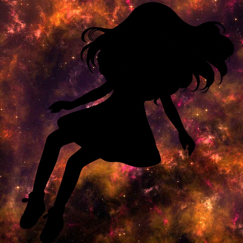 realistic girl floating