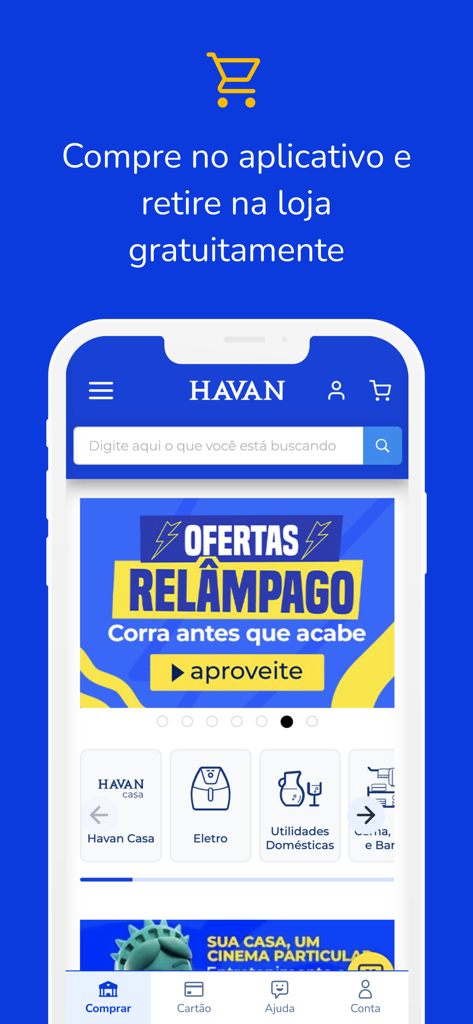 HAVAN app interface showing a flash deals banner and product categories like home goods and electronics
