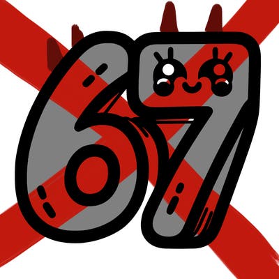 the numbers 67