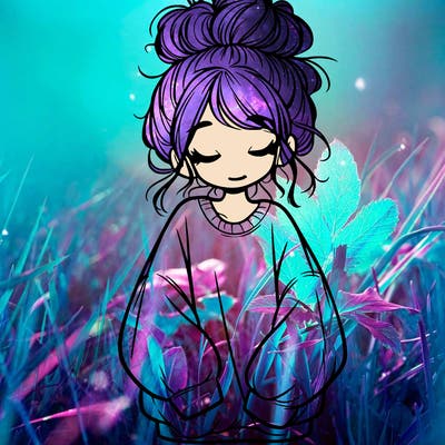 girl with baggy sweatshirt and messy bun