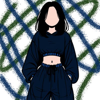 realistic girl faceless with baggy pants and a crop top