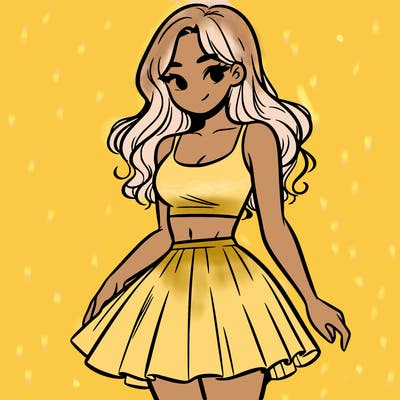 woman in a skirt and crop top