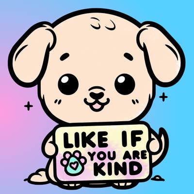 make a sign that says like if you are kind with a cute little dog
